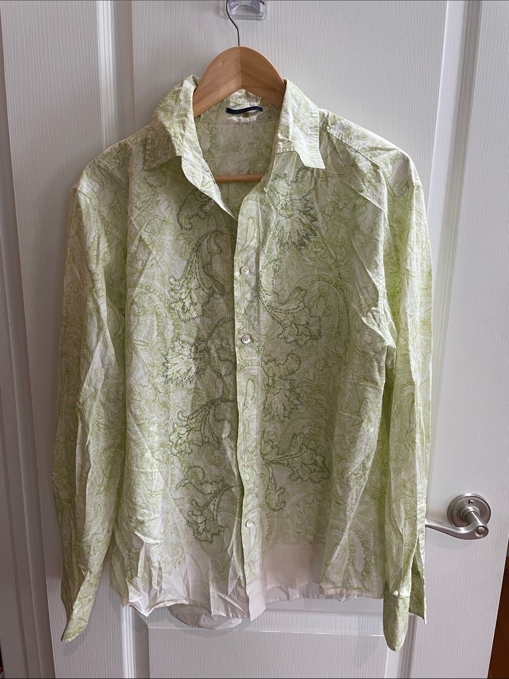 Elie Tahari - Light Green Paisley Button-Up Shirt